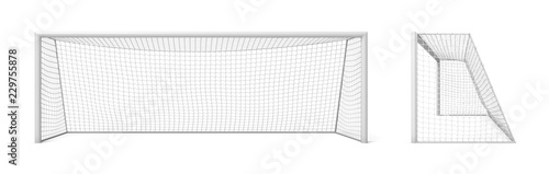 Fotografia 3d rendering of white empty football gates isolated on a white background