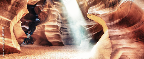 Light rays flowing in the Upper Antelope Canyon, Page, AZ