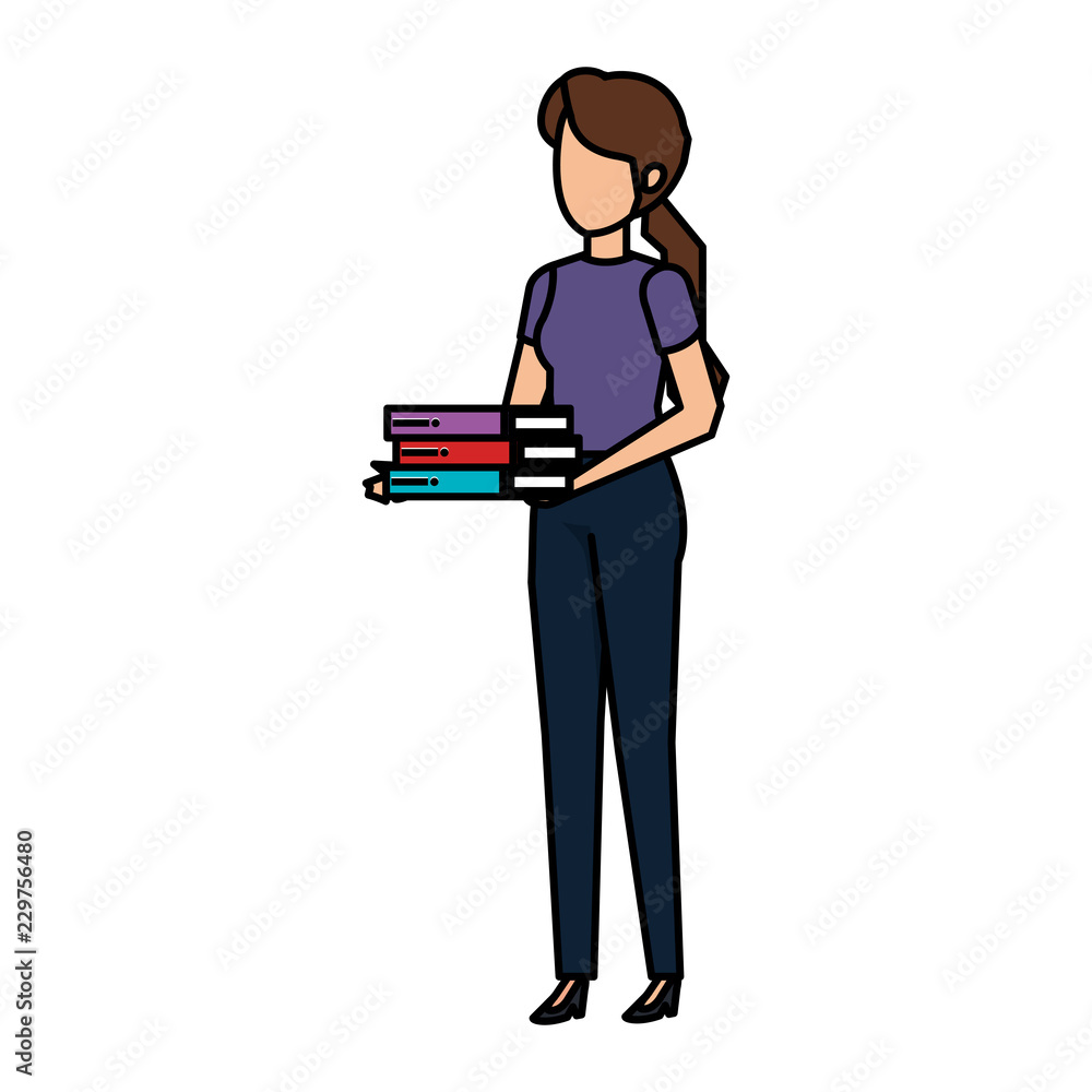 elegant businesswoman with books elegant businesswoman with books
