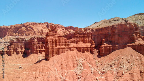 Amazing aerial view of beautiful red canyon and mountains