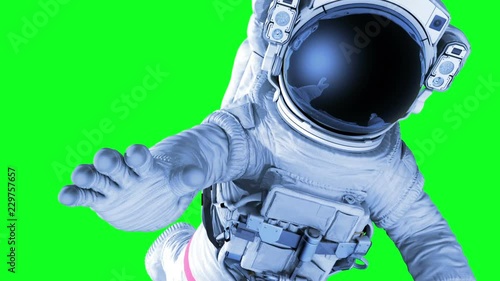Astronaut on a Green Background. 3d animation, Full HD