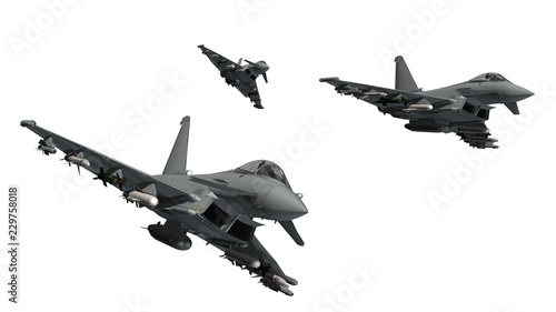 Obraz na plátně military fighter jet - armed military fighter jet isolated on white background