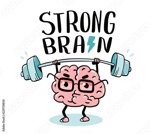 Very strong cartoon brain concept. Doodle style