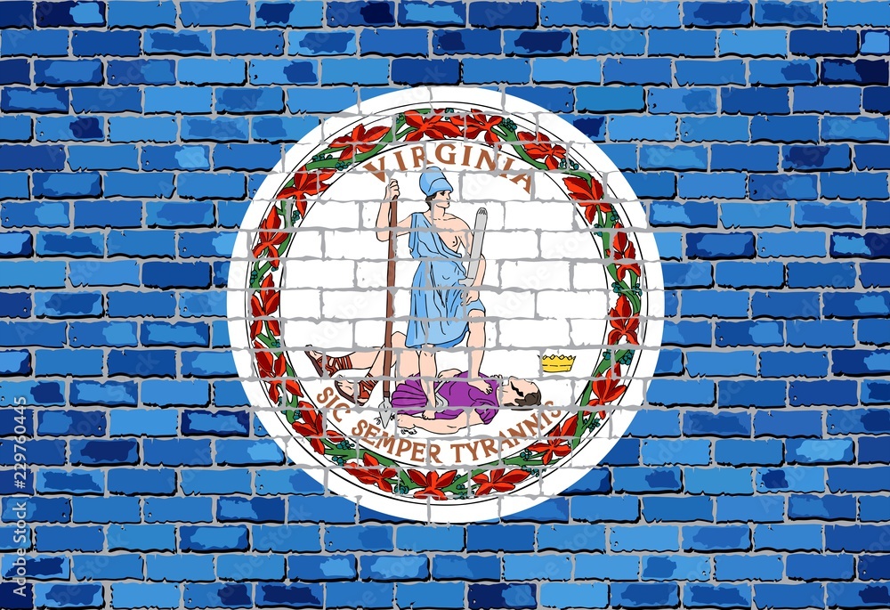 Flag of Virginia on a brick wall - illustration, 
The flag of the state of Virginia on brick background