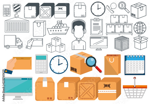logistic services set icons