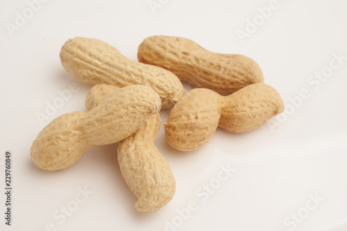 Peanut on white background macro