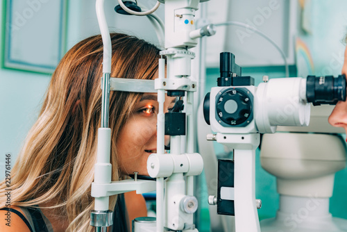 Valokuvatapetti Ophthalmology. Slit lamp exam