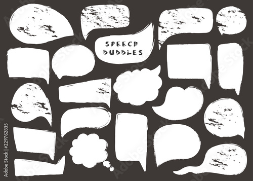 Various speech bubbles. Chalkboard style. Hand drawn vector collection