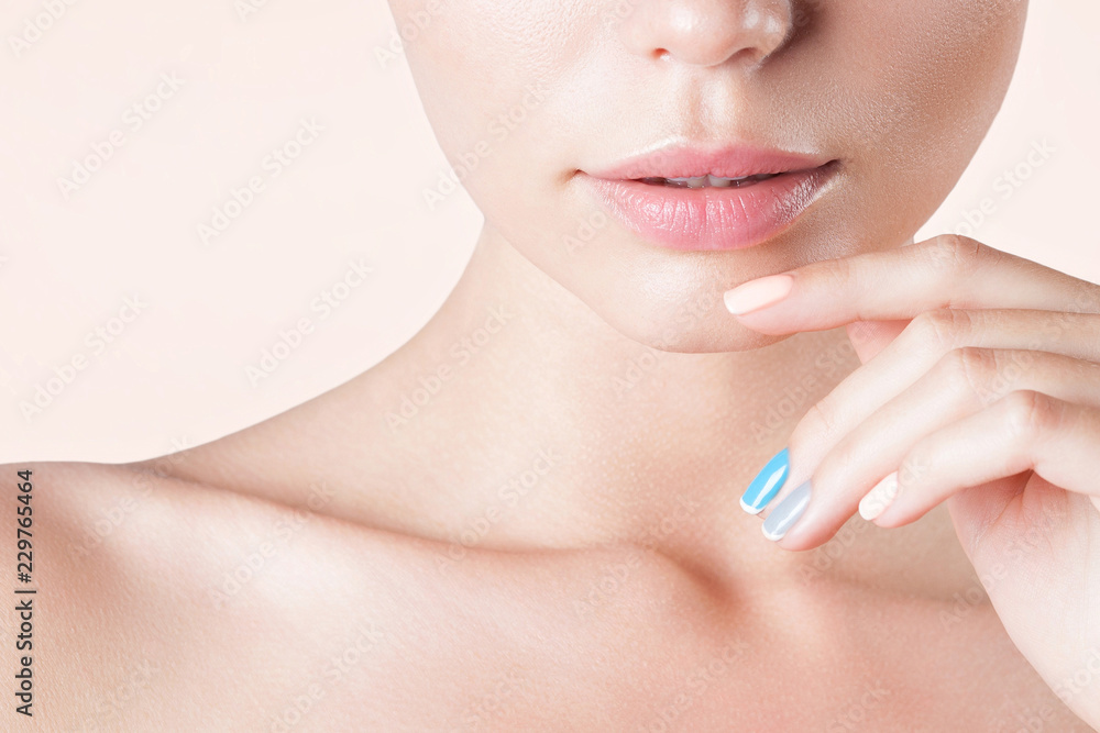 Young beautiful woman with clean perfect skin close-up Young beautiful woman with clean perfect skin close-up