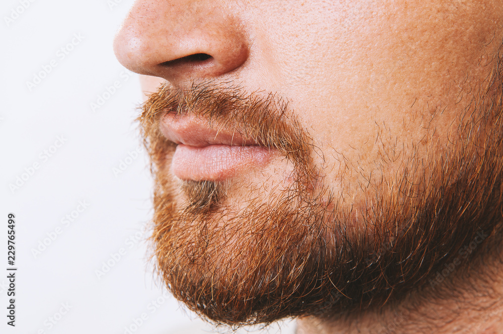 Close up beard over white background