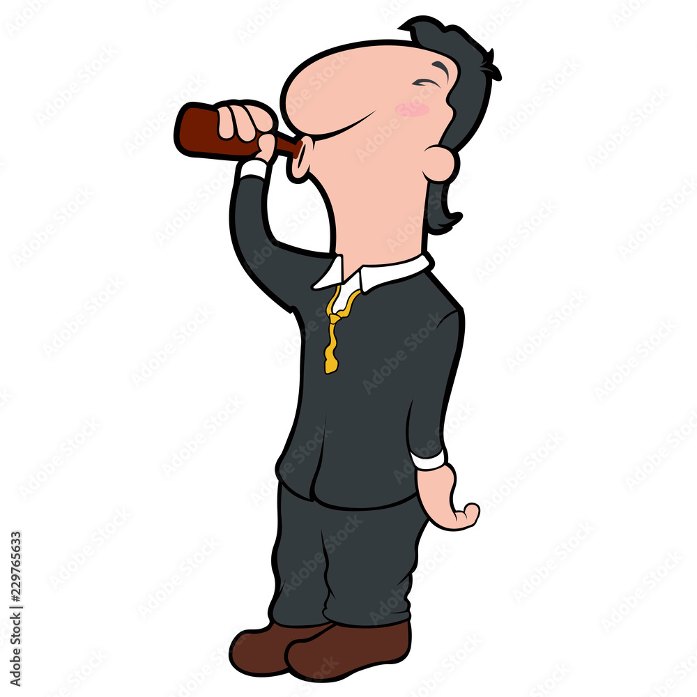 Happy cartoon character drinking beer. Vector illustration design Happy cartoon character drinking beer. Vector illustration design
