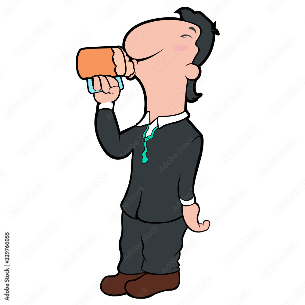 Happy cartoon character drinking beer. Vector illustration design Happy cartoon character drinking beer. Vector illustration design