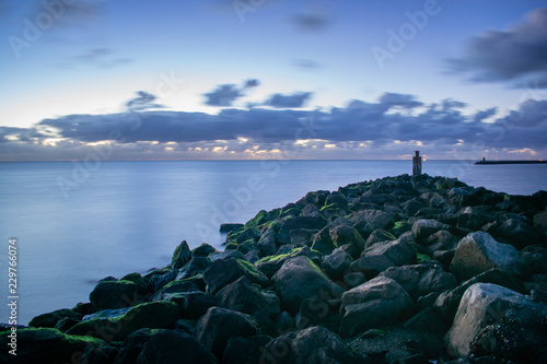 Night photo of the Brouwersdam in the Netherlands