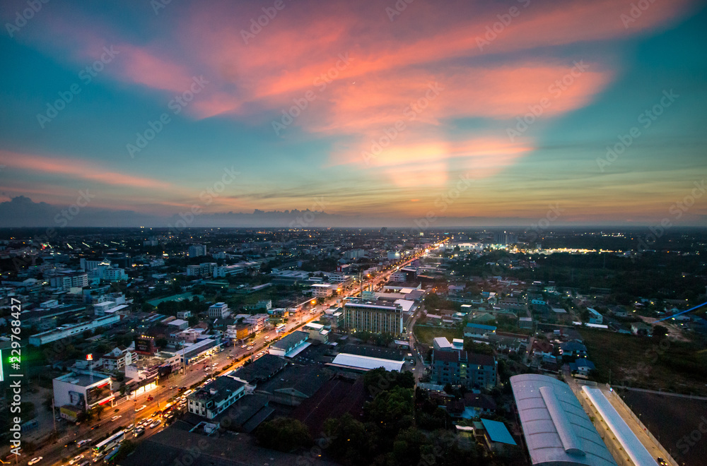 city landscape and sunset  in thailand