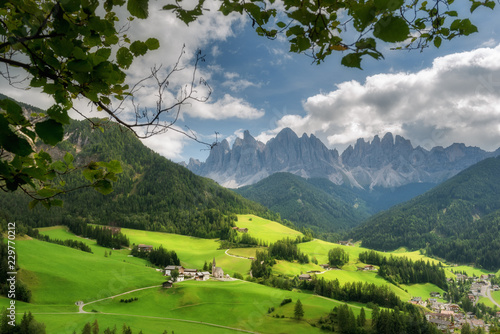 Green hills in the background beautiful mountains in Italy  Dolomites