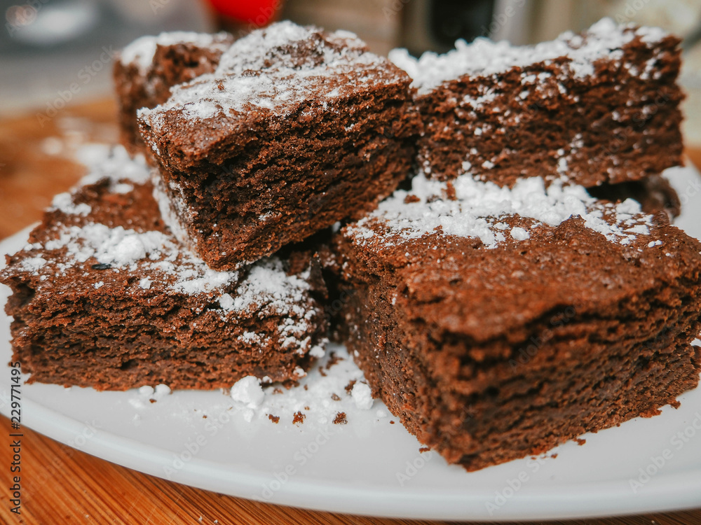 Chocolate brownie on a plate Chocolate brownie on a plate