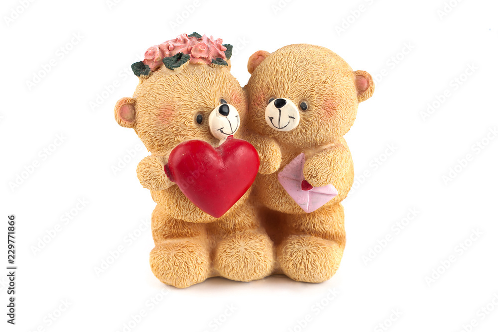 Obraz premium Teddy bear with red heart. Valentine's Day