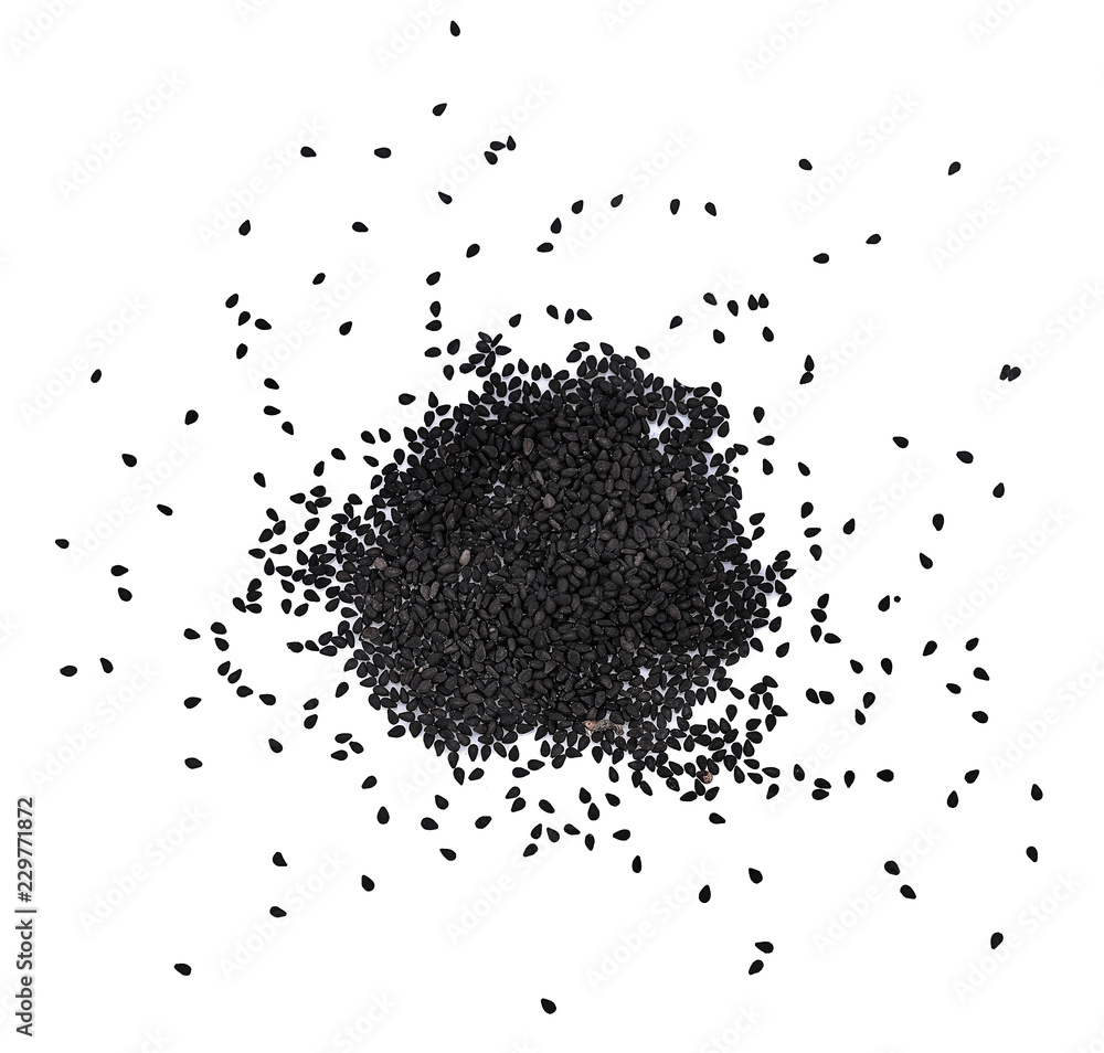drop off black sesame seeds isolated on white background drop off black sesame seeds isolated on white background