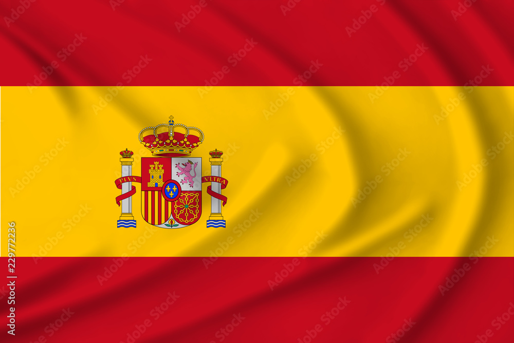 The Spain flag waving from the wind, proudly fluttering in the wind The Spain flag waving from the wind, proudly fluttering in the wind