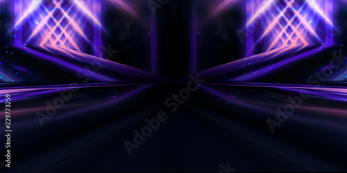 Background wall with neon lines and rays.