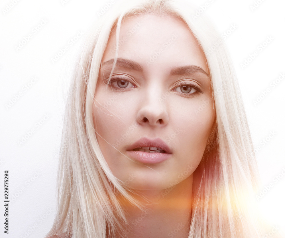Close-up face of beautiful blonde woman. Close-up face of beautiful blonde woman.