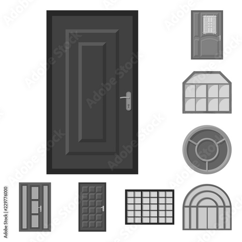 Vector illustration of door and front symbol. Set of door and wooden stock vector illustration.