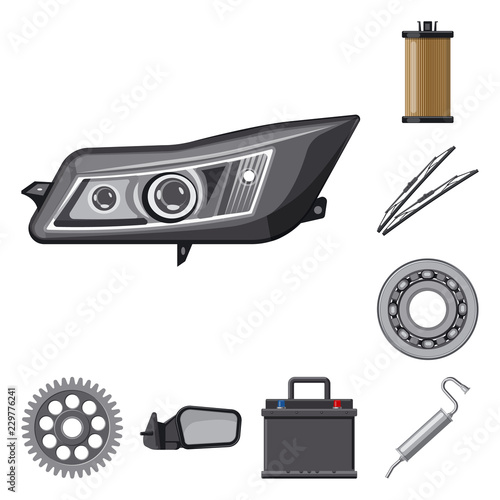 Isolated object of auto and part symbol. Set of auto and car stock symbol for web.