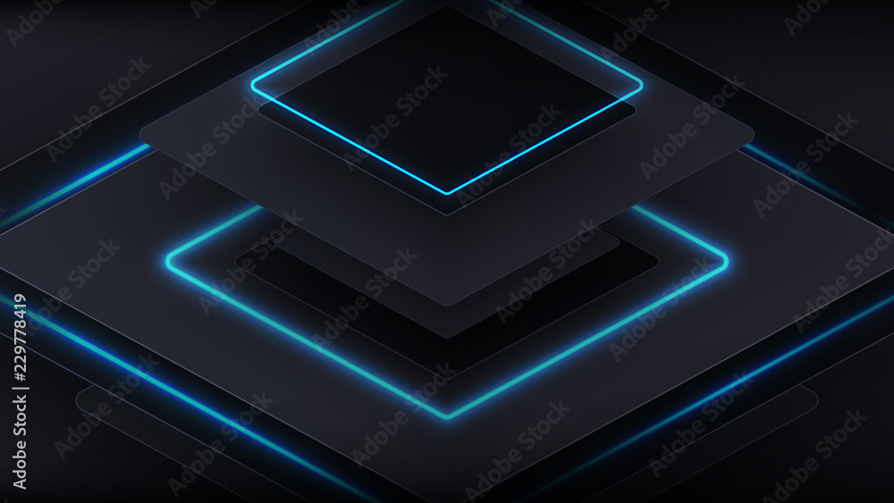 Gray and black rhombic paper with blue neon lines Gray and black rhombic paper with blue neon lines