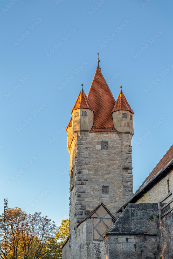 Obraz premium watchtower at the old city wall of rothenburg ob der tauber
