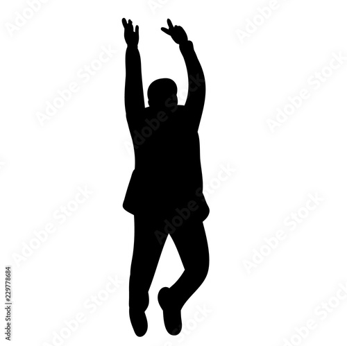 silhouette man jumping up