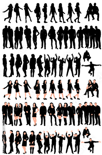 vector, on white background, set of people silhouettes