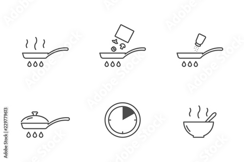 Frozen vegetables cooking vector icons