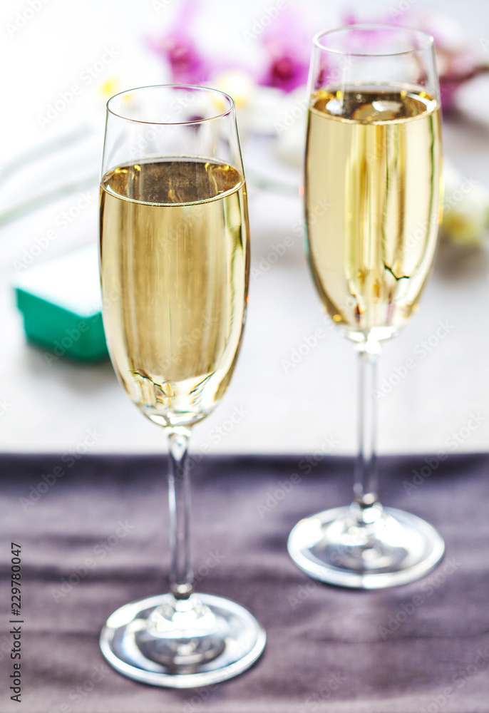 Two glasses of champagne. Brunch. Engagement Two glasses of champagne. Brunch. Engagement
