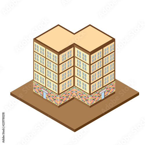 Vector isometric icon apartment building city infrastructure,