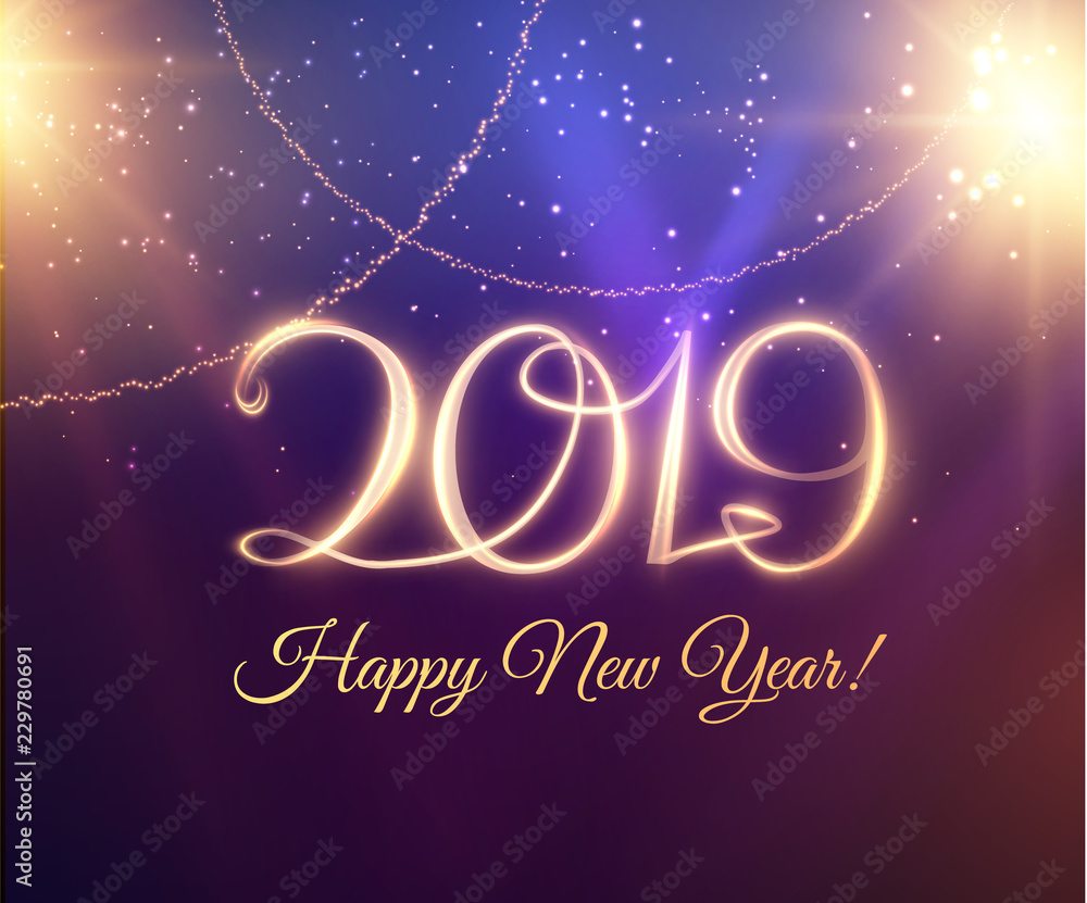 2019 abstract New Year holiday background. Vector eps10