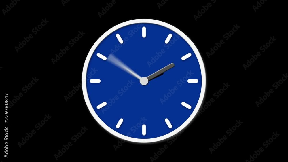 Animated clock face counting down. Digital animation of clock ticking on yellow background Animated clock face counting down. Digital animation of clock ticking on yellow background