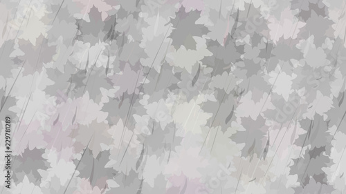 Flying maple leaves, spray of rain. Autumn background. The idea of design of tiles, wallpaper, packaging, textiles, background.