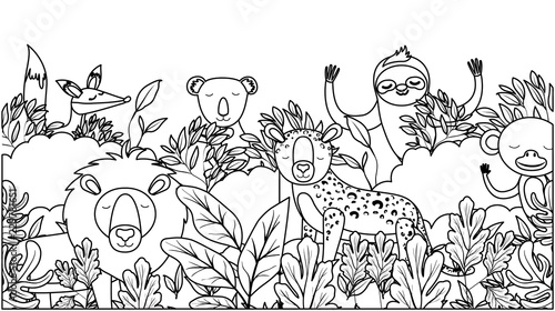 wild animals in the jungle scene