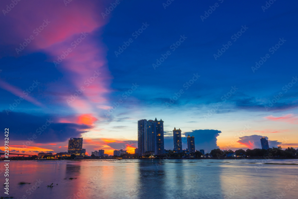 Thailand Bangkok, 5 May 2018 : The Sunset Chao Phraya River.