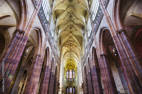 Inside view of The Metropolitan Cathedral of Saints Vitus, Wenceslaus and Adalbert (Katedrala svateho Víta) in Prague, Czech Republic