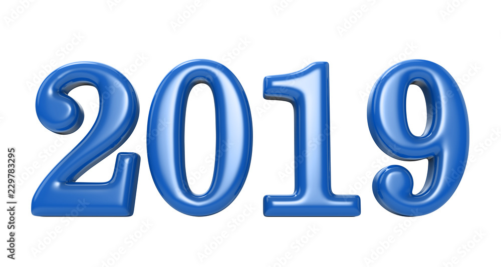 New year 2019 blue figures