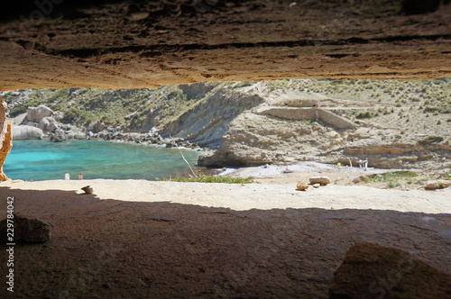 Spanien Mittelmeer Mallorca Strand Panorama Küste Steilküste Klippen Berge Meer Bucht Bunker 