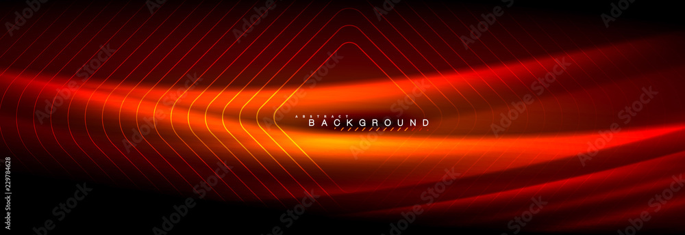Neon glowing fluid wave lines, magic energy space light concept, abstract background wallpaper design Neon glowing fluid wave lines, magic energy space light concept, abstract background wallpaper design