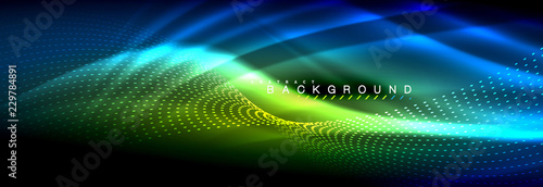 Liquid neon flowing waves, glowing light lines background