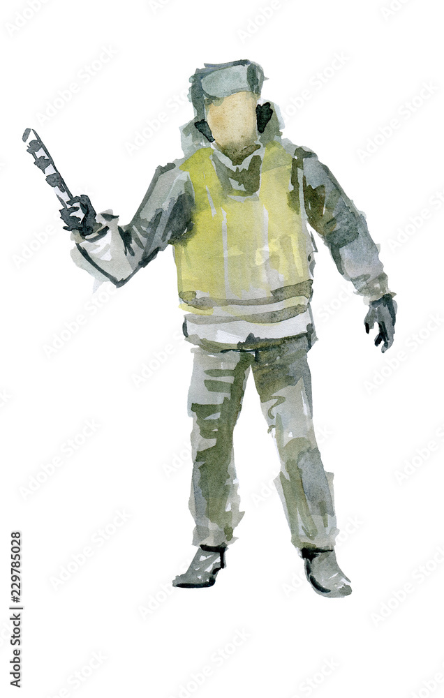 Policeman makes a signal rod Policeman makes a signal rod