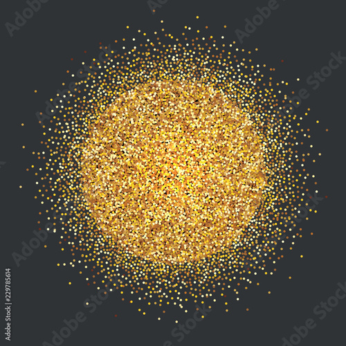 Round pile of gold tinsel on black background