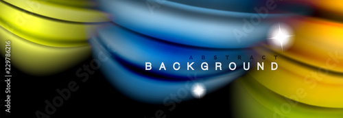 Mixing color waves on black, liquid flowing shapes