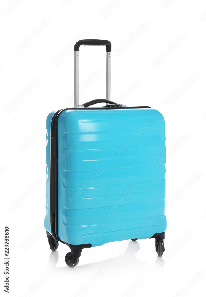 Modern suitcase for travelling on white background Modern suitcase for travelling on white background