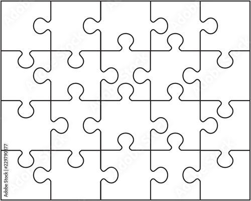 Vector illustration of white puzzle, separate pieces Stock Vector | Adobe  Stock