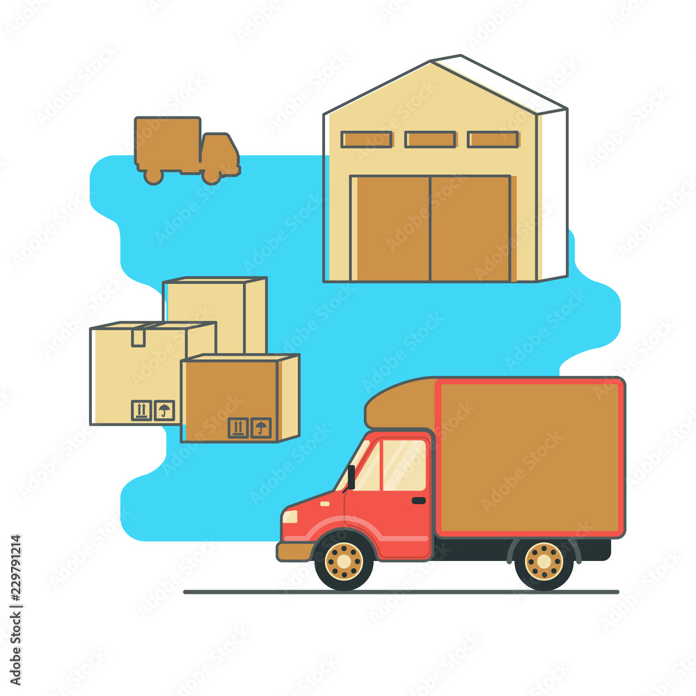 Shipping and warehouse banner template in flat style Shipping and warehouse banner template in flat style